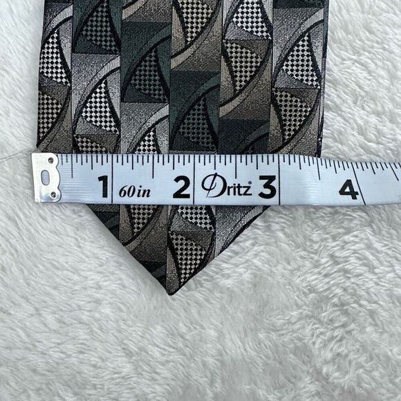 Croft & Barrow Men's 100% Silk Necktie 2Pc Bundle Gray Blue Geometric Patterns - Picture 7 of 7